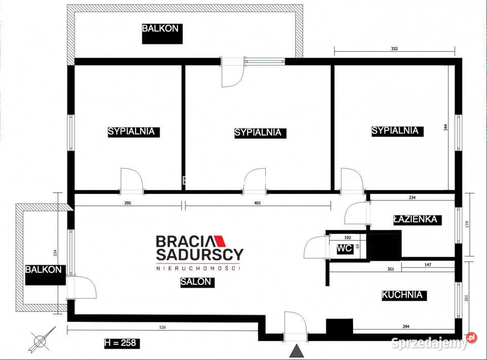 Mieszkanie 56m 3 pokoje Kraków DuninWąsowicza