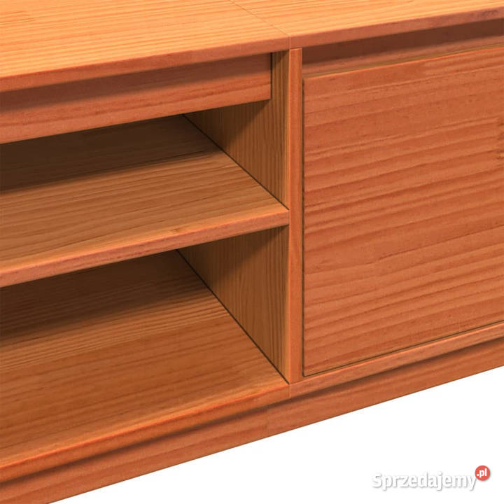 Szafka RTV woskowy brąz 140x35x40 lite drewno