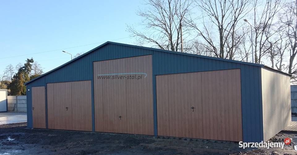 Garaż blaszany 11x6m z bramą uchylną i wiatką mazowieckie Wyszków