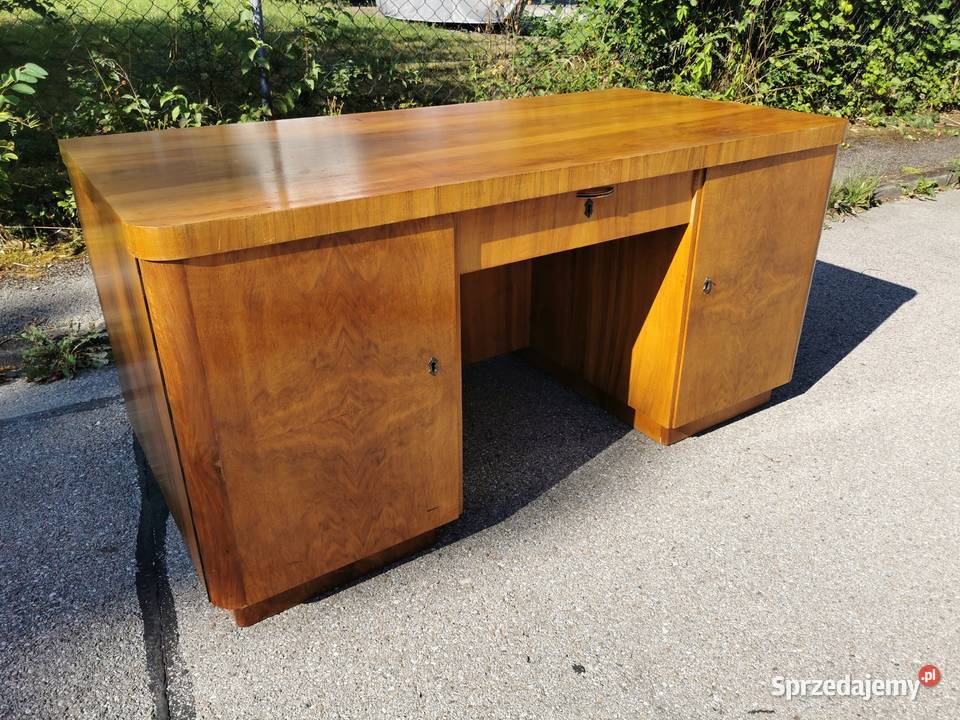 Art Deco Orzechowe biurko dwustronne z 1930 roku Meble Wrocław