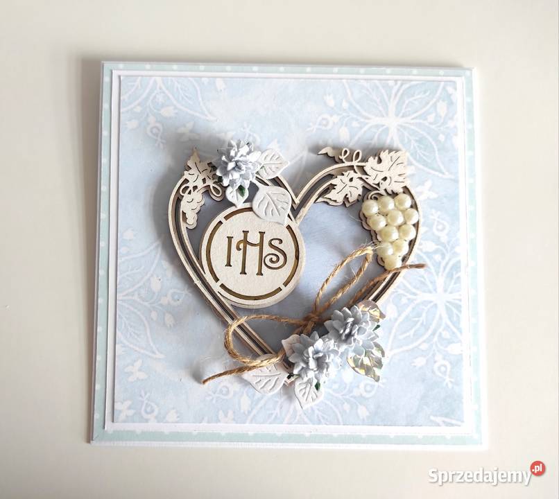 Kartka ręcznie robiona Komunia Święta handmade łódzkie Łódź