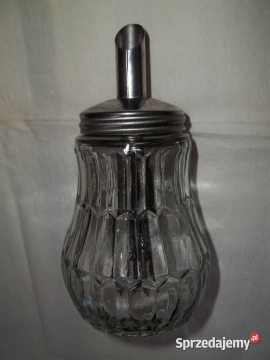 Cukiernica szklana z żeberkowym szlifemGruszka Łódź