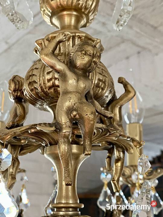 Duży Francuski Żyrandol 35 brąz kryształy 8ram