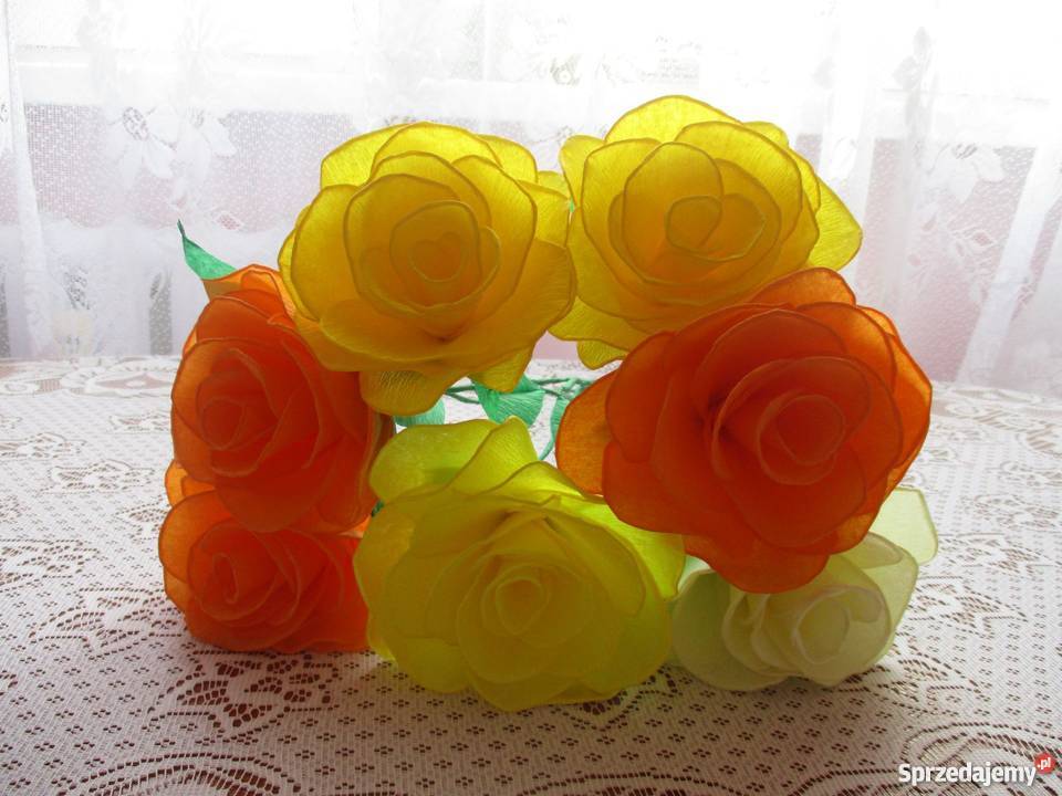 Bukiet 7 róż rękodzieło na prezent ślub imieniny Wrocław
