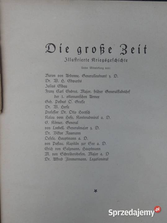 Książka Die Grosse Zeit wydana w 1920 roku 443 dolnośląskie Jelenia Góra sprzedam