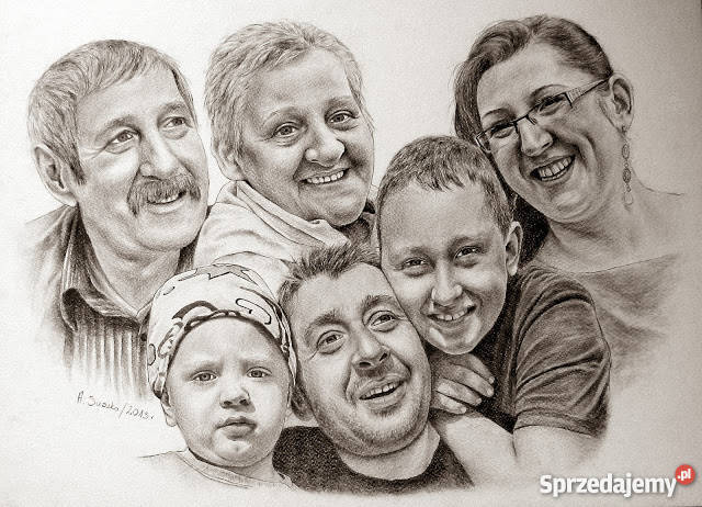 Portret ołówkiem na zamówienie ze zdjęcia Malarstwo Gryfino sprzedam