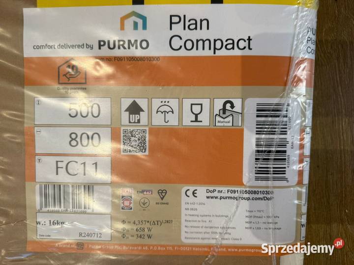 Grzejnik Purmo Plan Compact FC11 500x800mm 658W sprzedam