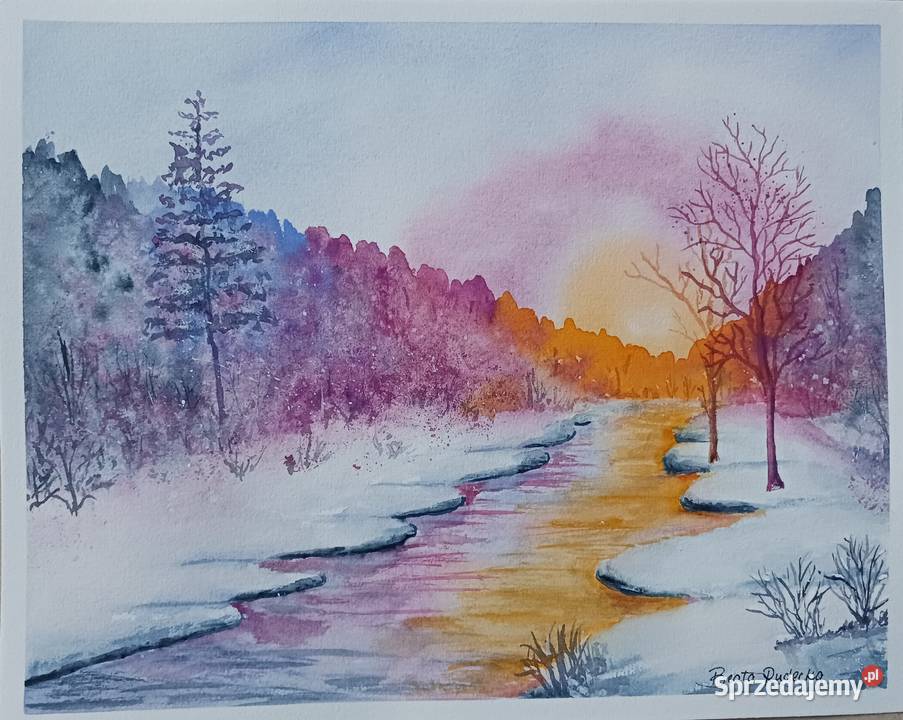 Akwarela Akwarelka Obraz pt Laponia 24 x 30 Warszawa
