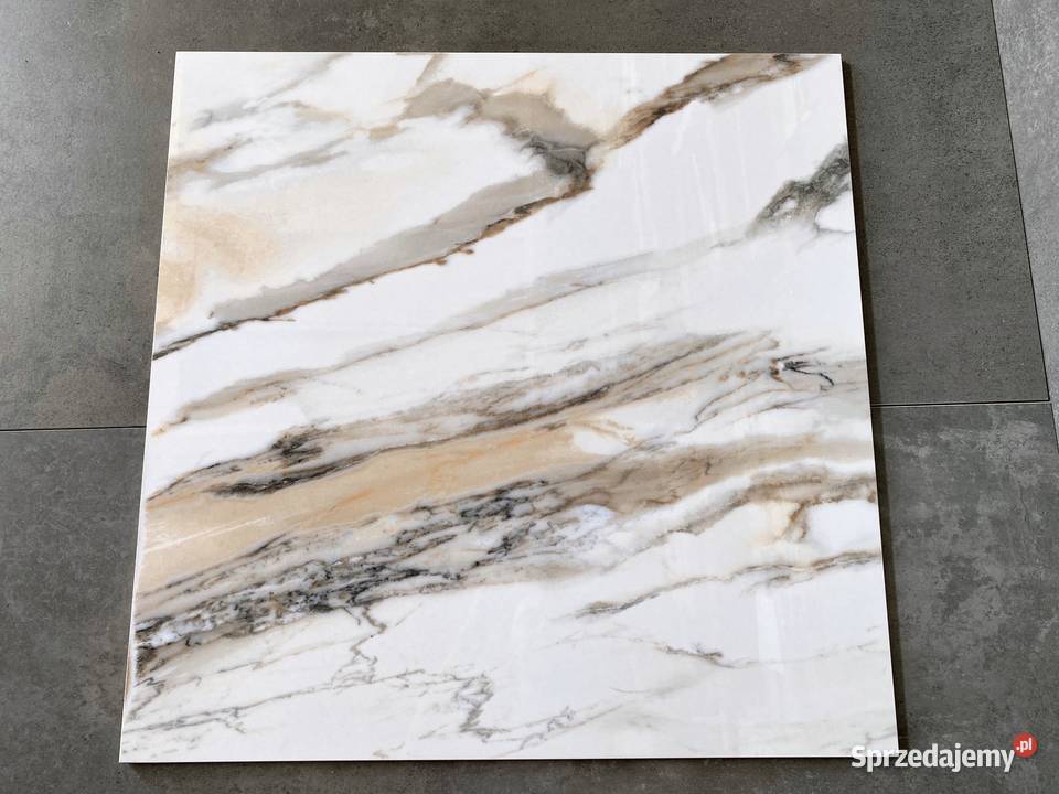 BIAŁY MARMUR gres 60x60 CALACATTA wysoki POŁYSK łódzkie Piotrków Trybunalski