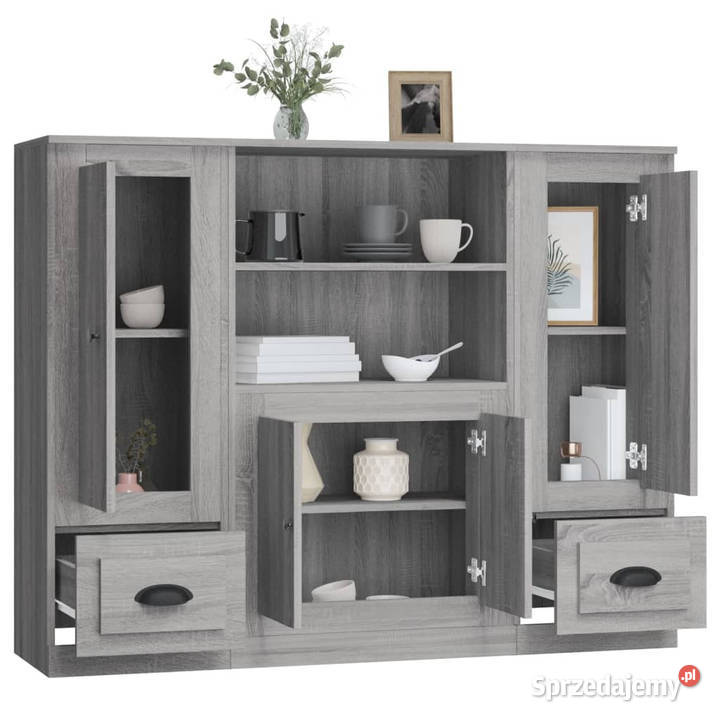 Wysokie szafki 3 szary dąb sonoma materiał Warszawa