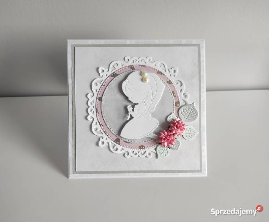 Kartka ręcznie robiona Komunia Święta handmade Łódź
