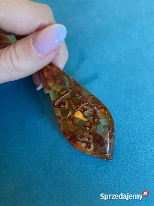 Duży szlifowany naturalny bursztynowy wisiorek Ozdoby Nisko