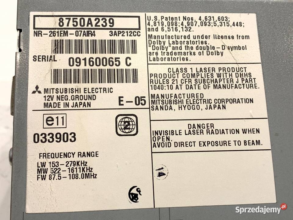 RADIO MITSUBISHI LANCER VIII 8750A239 ODTWARZACZ