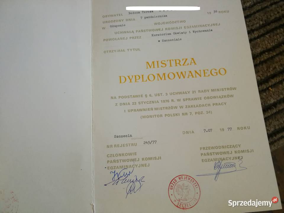 Dyplomy PŻM PPDiUR Gryf Wodrol ZSMP Szczecin PRL