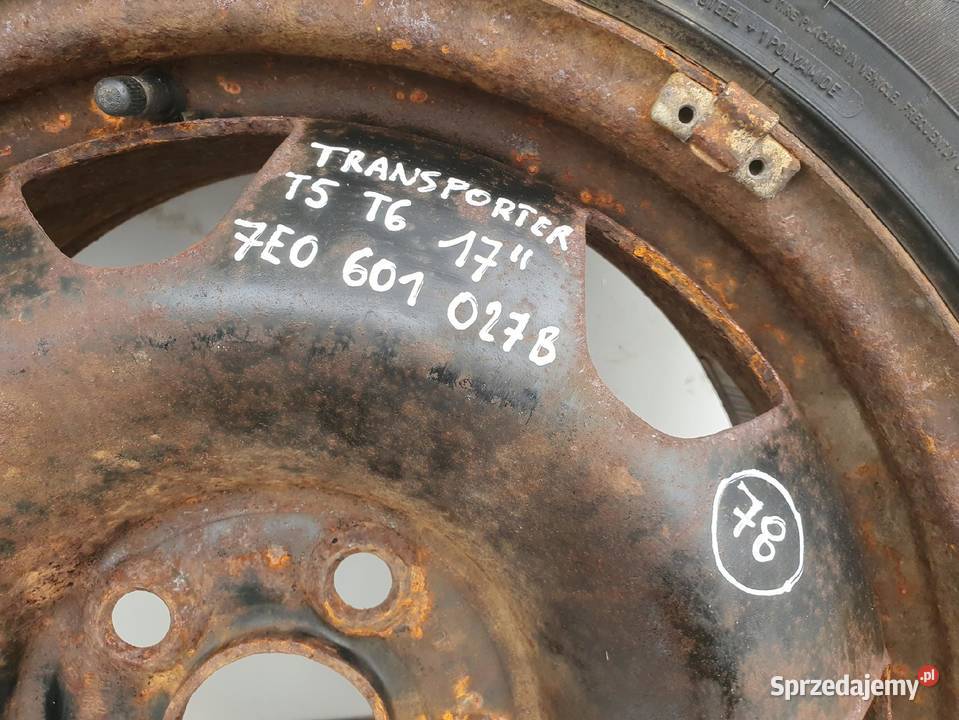VW Transporter T5 KOŁO ZAPASOWE Zapas 23555 R17 Średnica 17" lubelskie