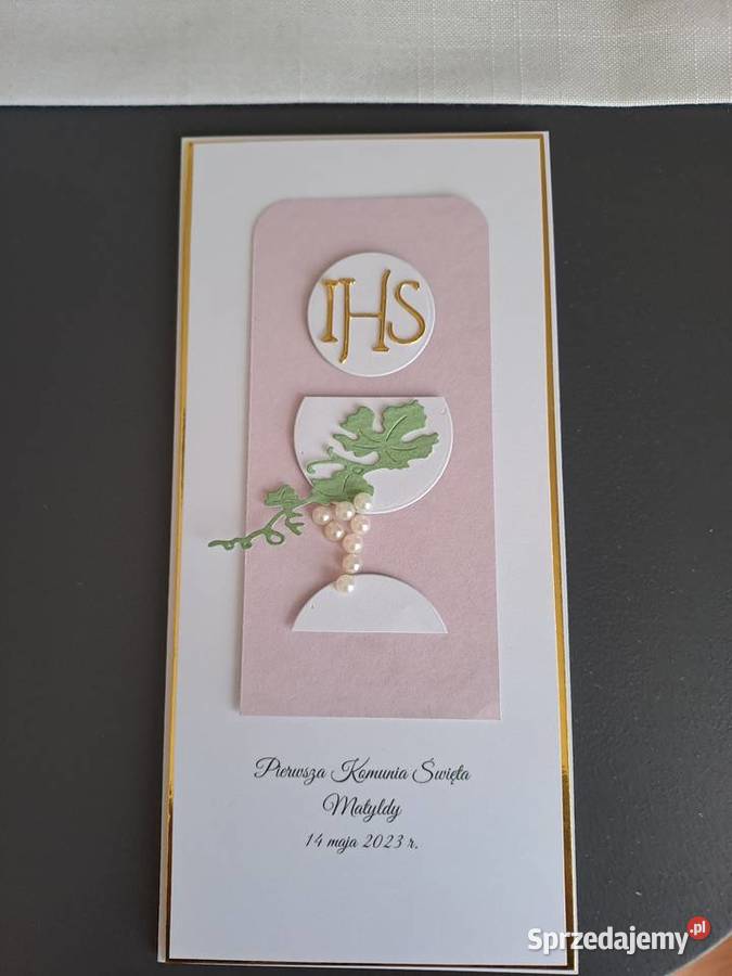 Kartka w kopercie z okazji komunii Strzebiń