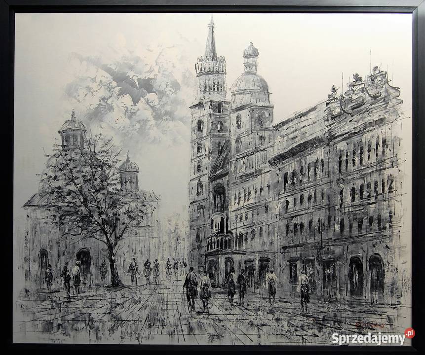 Pejzaż miejski obraz olejny na płótnie w Lublin sprzedam