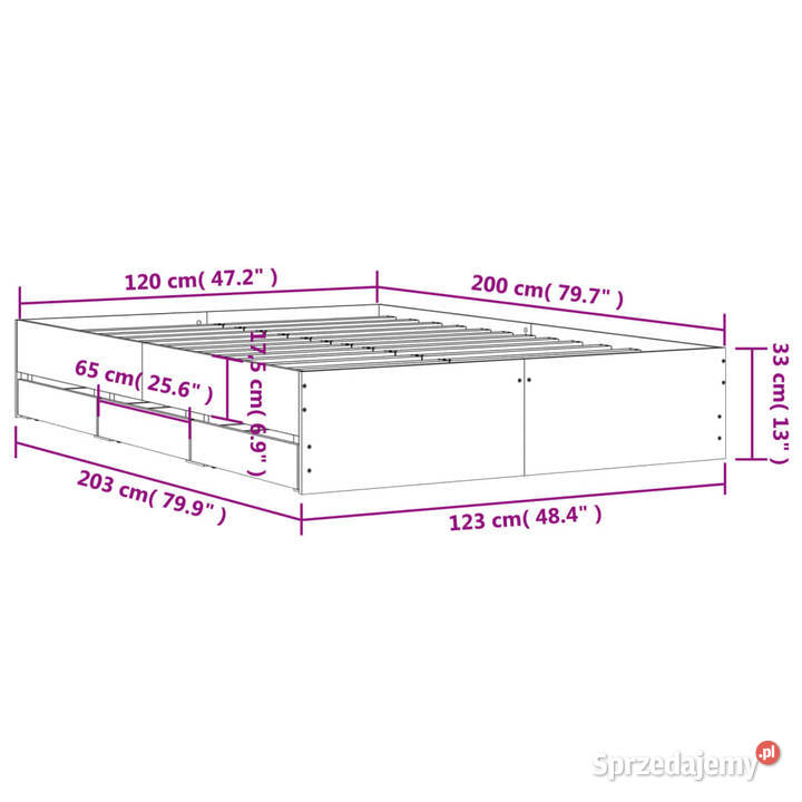 Rama łóżka z szufladami przydymiony dąb 120x200 Warszawa sprzedam