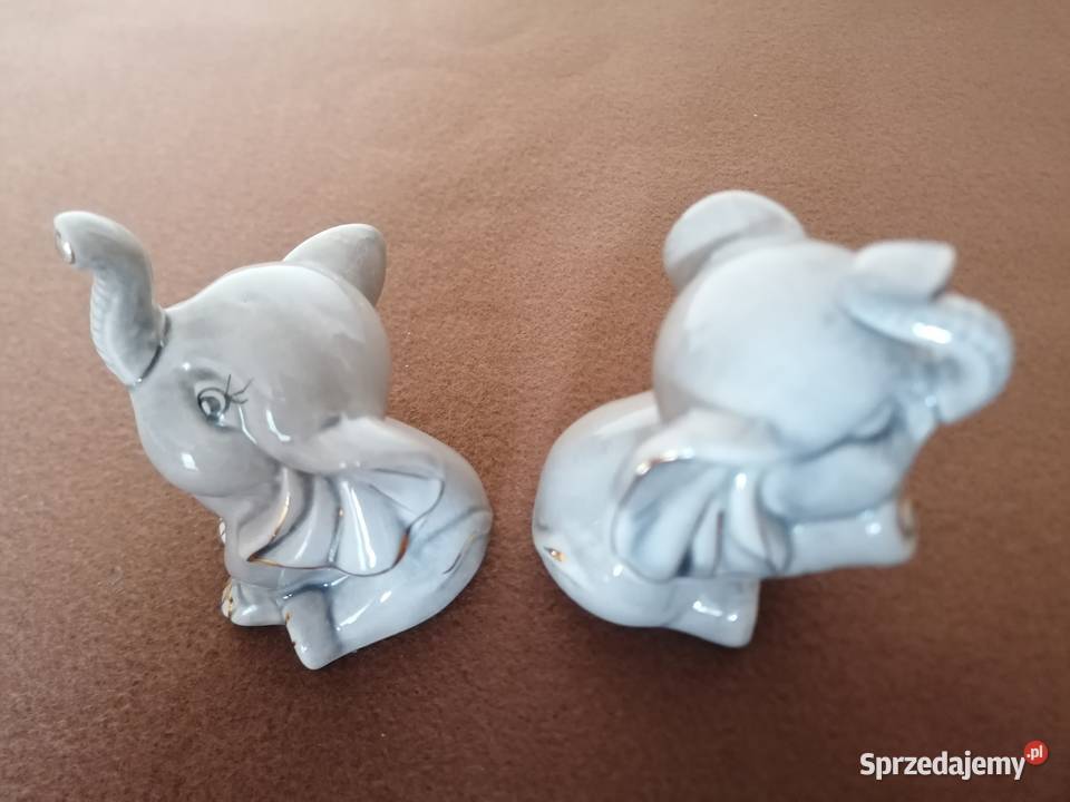 Słoniki porcelanowe paraDwie figurki wys10 łódzkie Łódź