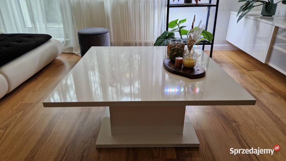 Stolik kawowy biały połysk 90x90x40