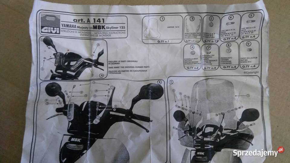 STELAŻ MOCOWANIE SZYBY YAMAHA MAJESTY 125 GIVI