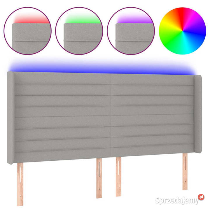 Zagłówek do łóżka z LED jasnoszary 163x16x118128 Warszawa