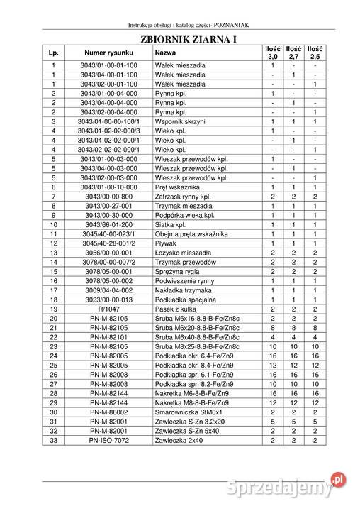 Instrukcja obsługi i katalog Poznaniak 30m 27m Stalowa Wola