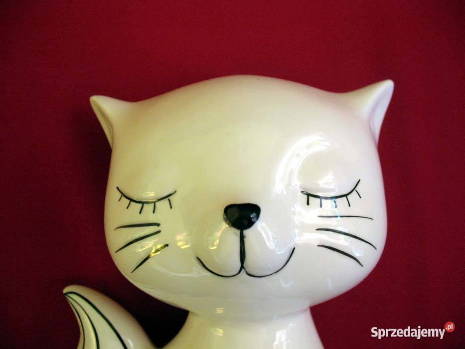Kot biały powabna kicia figurka porcelana 17 x mazowieckie sprzedam