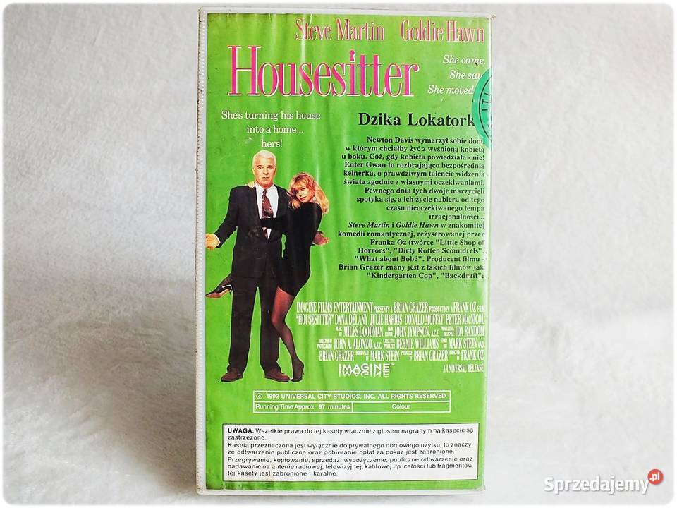 Kaseta VHS Dzika Lokatorka Housesitter Film na komedia lubuskie Żary