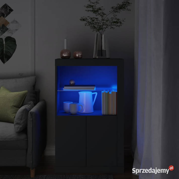 Szafka boczna z LED czarna materiał Warszawa