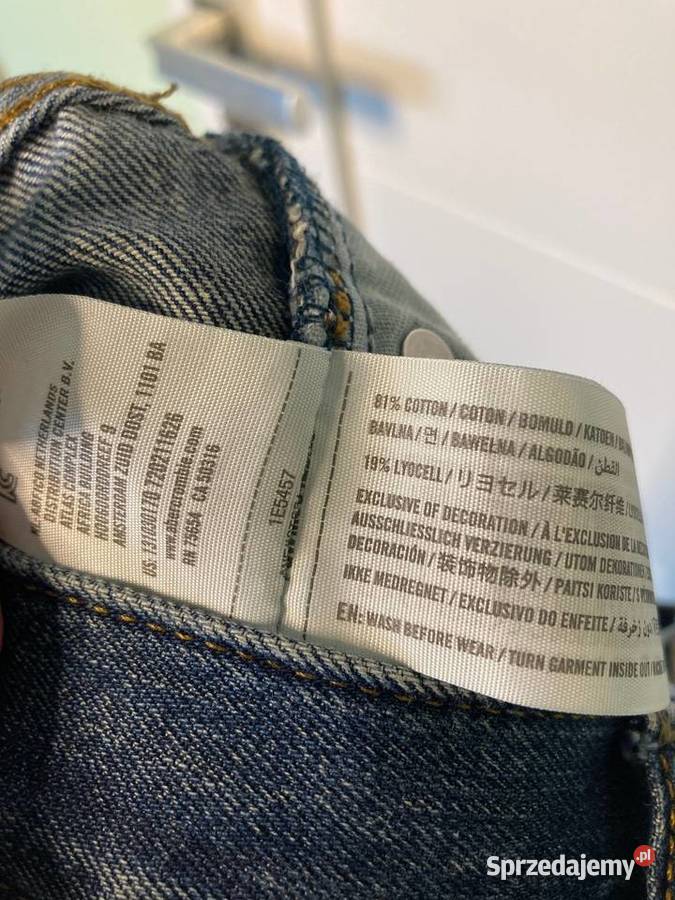Nowe granatowe męskie cienkie jeansy przetarcia Odzież codzienna Nisko