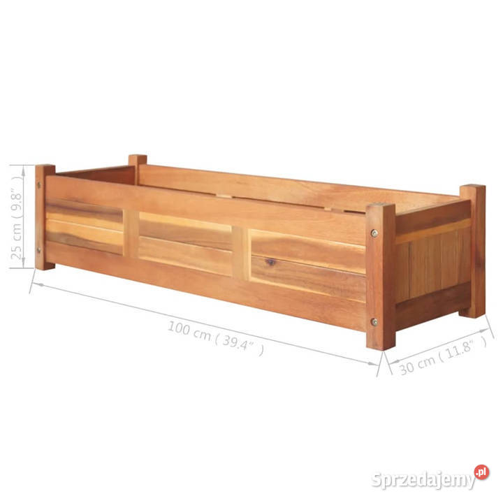 Podwyższone donice 2 drewno akacjowe 100x30x25 mazowieckie Warszawa