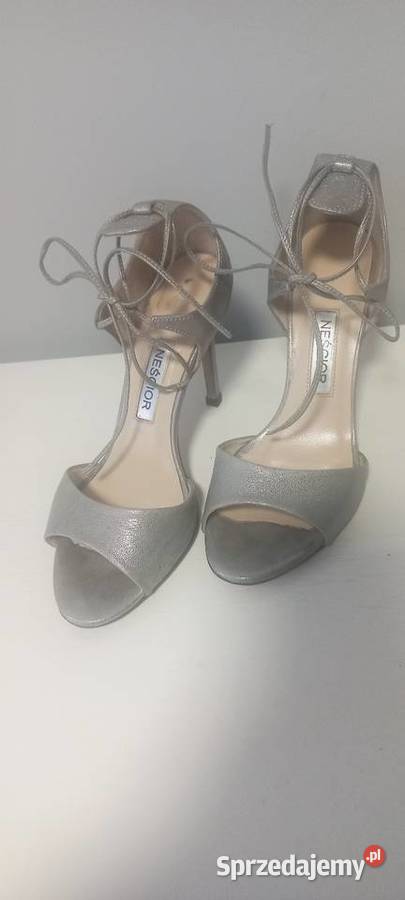 Sandały srebrne skóra naturalna 38 Neścior Gdańsk sprzedam
