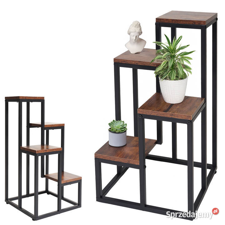 Kwietnik stojący metalowy piętrowy stojak na 4 Kwietniki Poznań