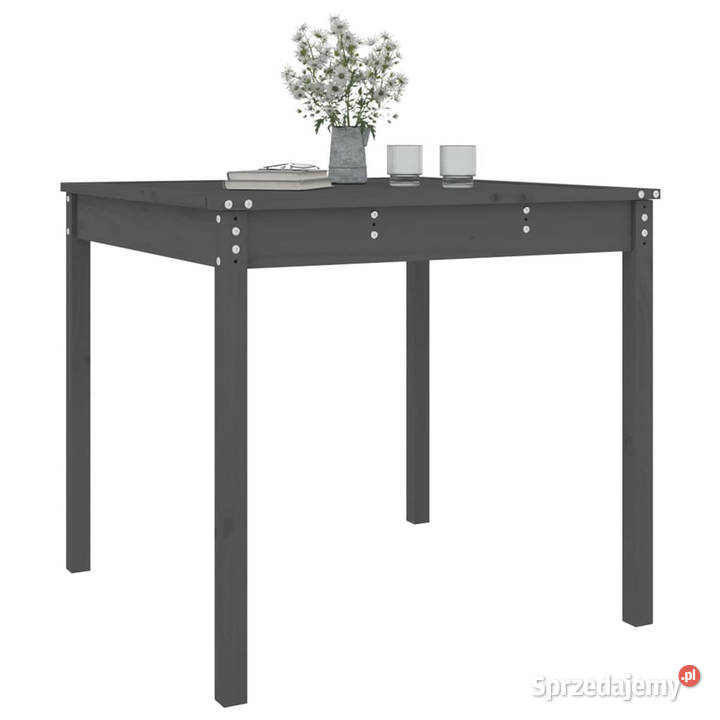 Stolik ogrodowy szary 825x825x76 lite drewno