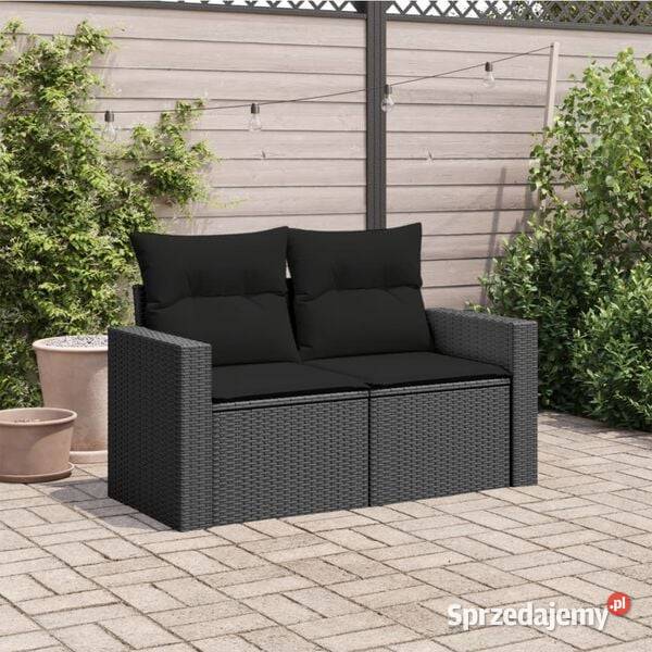 Sofa ogrodowa z poduszkami 2osobowa czarna Warszawa