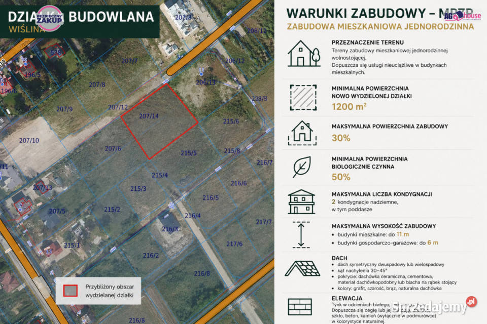 Działka Wiślinka Szkolna 1767m2 299zł/m2 sprzedam