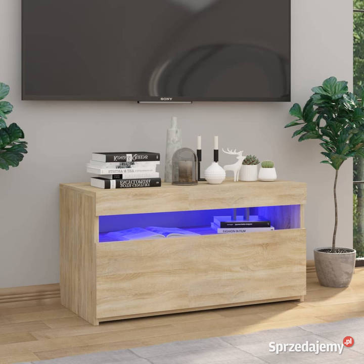 Szafka TV z oświetleniem LED dąb sonoma 75x35x40 Dom i Ogród mazowieckie Warszawa