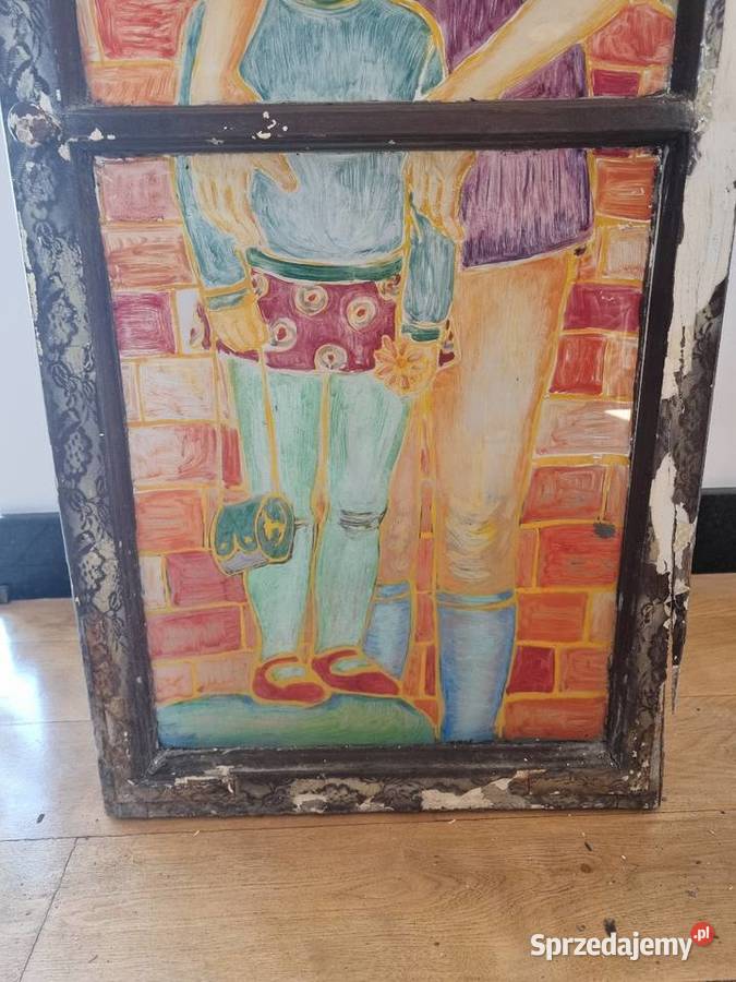 Obraz na starym oknie Warszawa