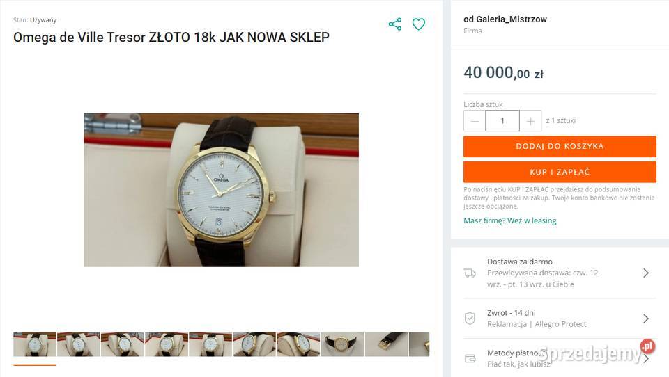 Złoty 18k Luksusowy Zegarek Omega Tresor Vintage Poraj sprzedam