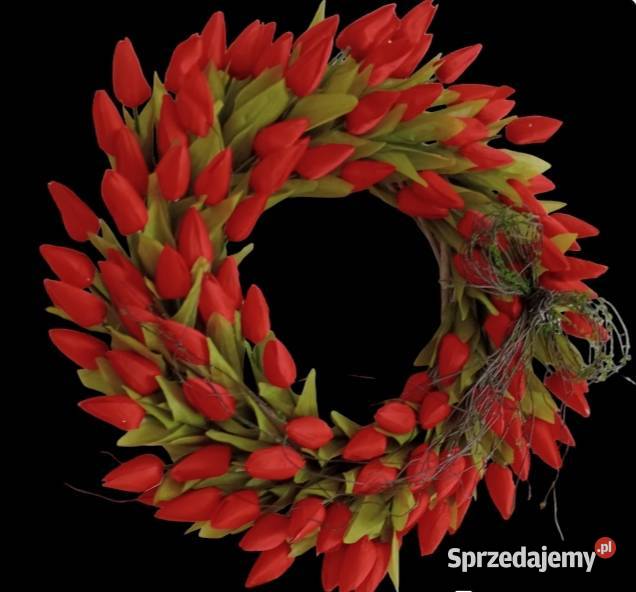 Tulipany czerwone wianek na drzwi wianek