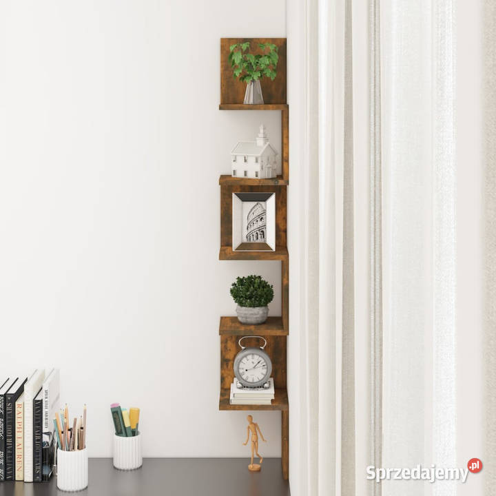 Ścienna półka narożna przydymiony dąb 20x20x1275
