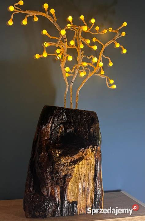 ręcznie wykonana lampa z naturalnego drewna Dom i Ogród Poznań sprzedam