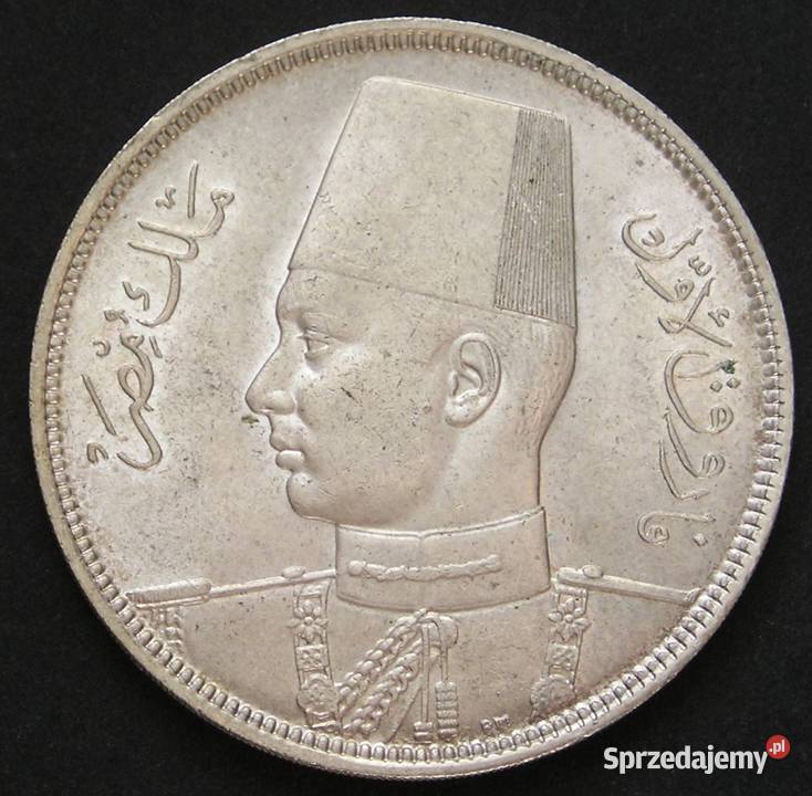 EGIPT 10 PIASTRÓW 1937 KRÓL FARUK SREBRO STAN 1 sprzedam