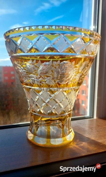 Piękny duży wazon kryształowy PRL Porcelana i szkło Wrocław