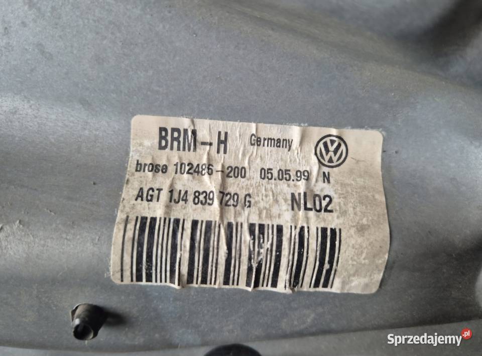 MECHANIZM PODNOŚNIK SZYB TYŁ PRAWY LEWY VW GOLF Mechanizmy opuszczania szyb