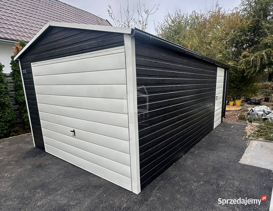 Garaż blaszany 35x5m Brama uchylna drzwi rynny Ruda Śląska