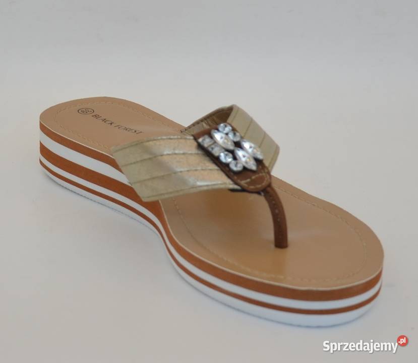Damskie złote japonki rozmiar 37 Sandały i klapki Żyrardów