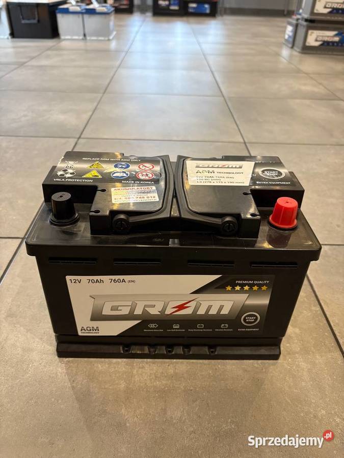 Akumulator Grom Agm StartStop 70Ah 760A Prawy osobowe Augustów