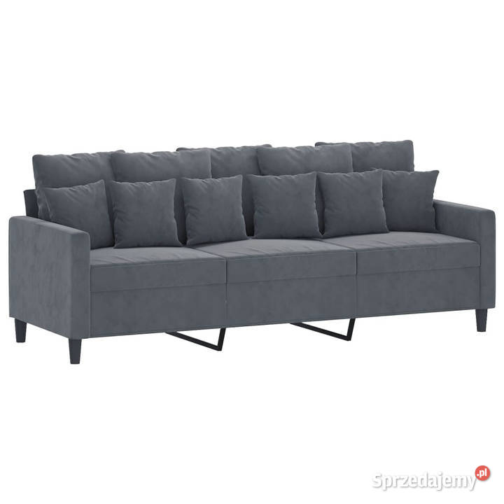 Sofa 3osobowa ciemnoszara 180 obita aksamitem Warszawa